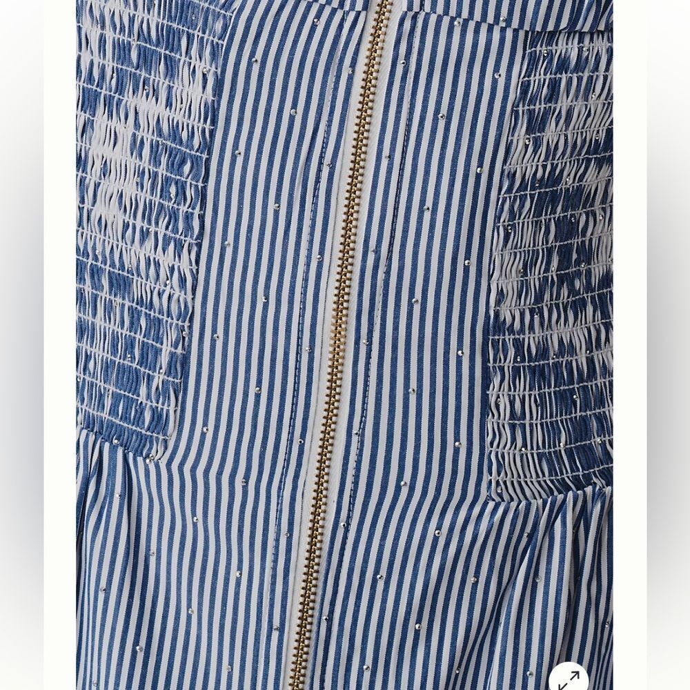 Anthropologie The Tommie Cap-Sleeve Smocked Front-Zip Shirt Dress: Shine Edition - Picture 4 of 11